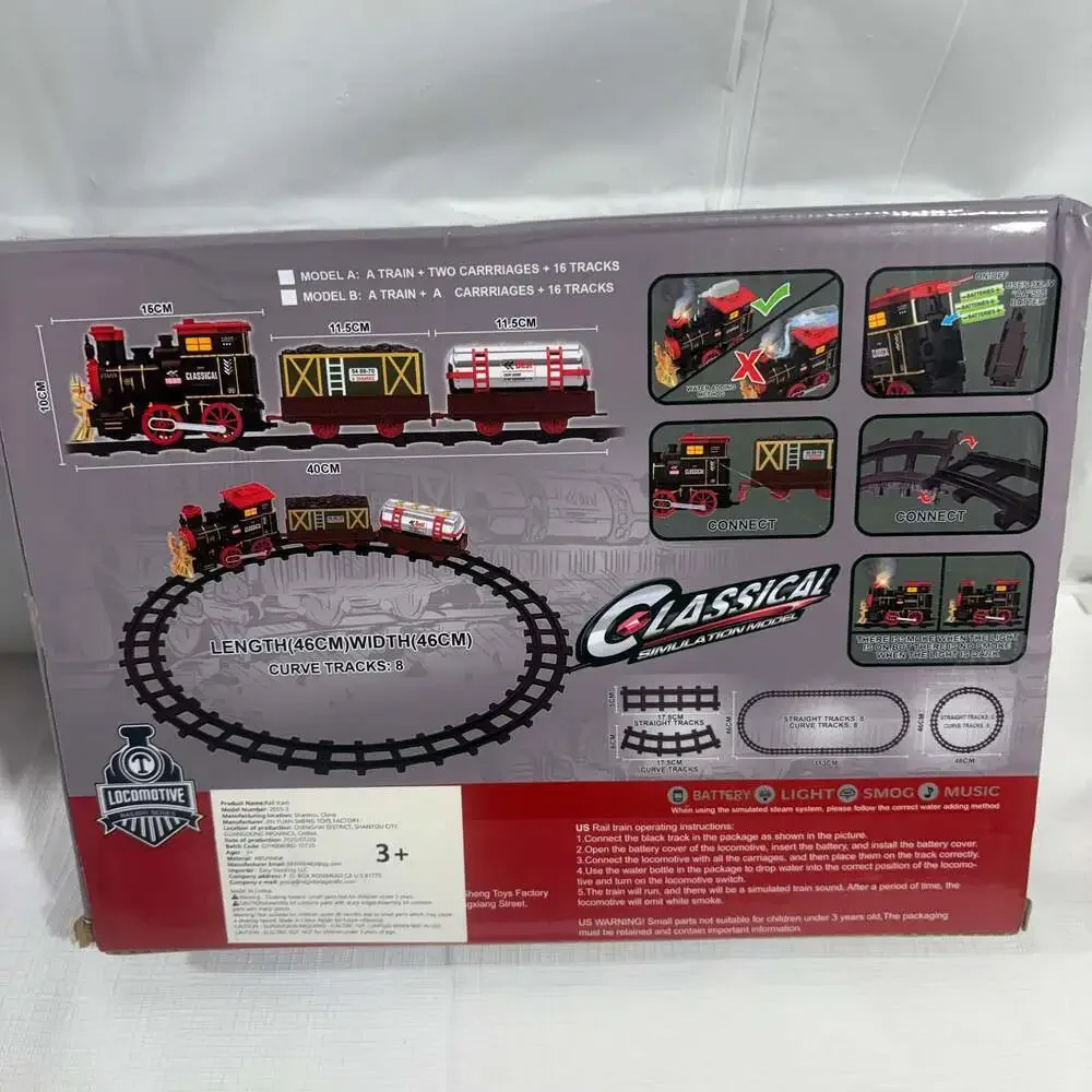 Toy King & Timely Series Classical Train Set with Light, Sound, and Real Smoke